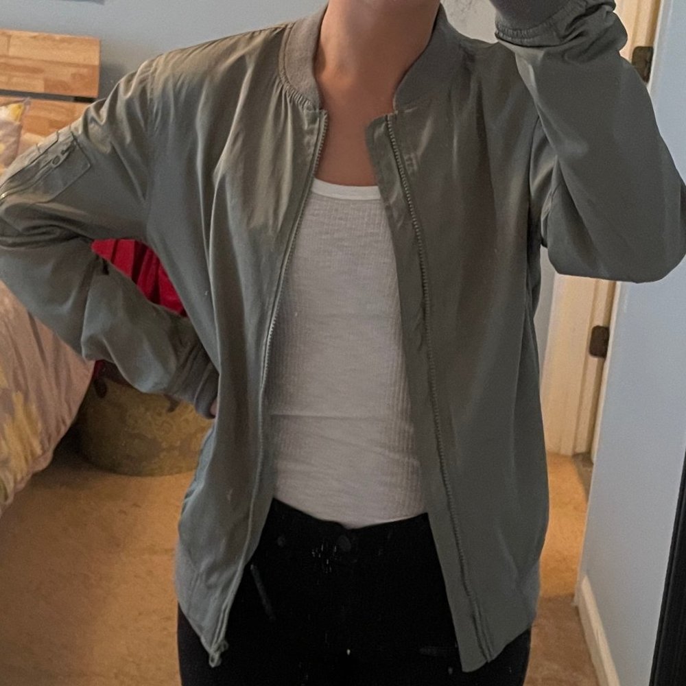 Green Bomber-Styled Jacket